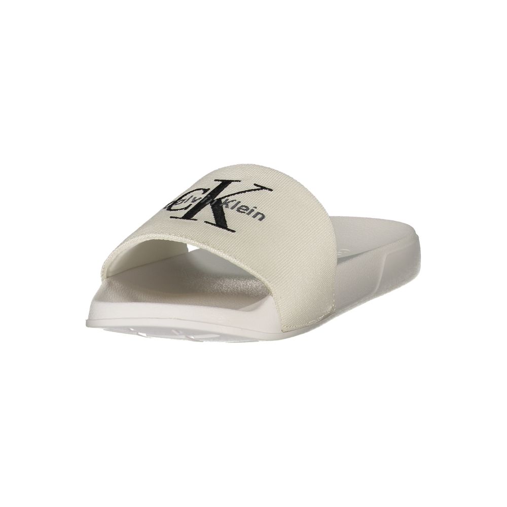 Calvin Klein Logo-Embroidered Polyester Slipper — White, view 3