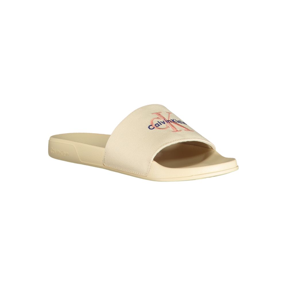 Calvin Klein Embroidered Polyester Slipper — Beige, view 2