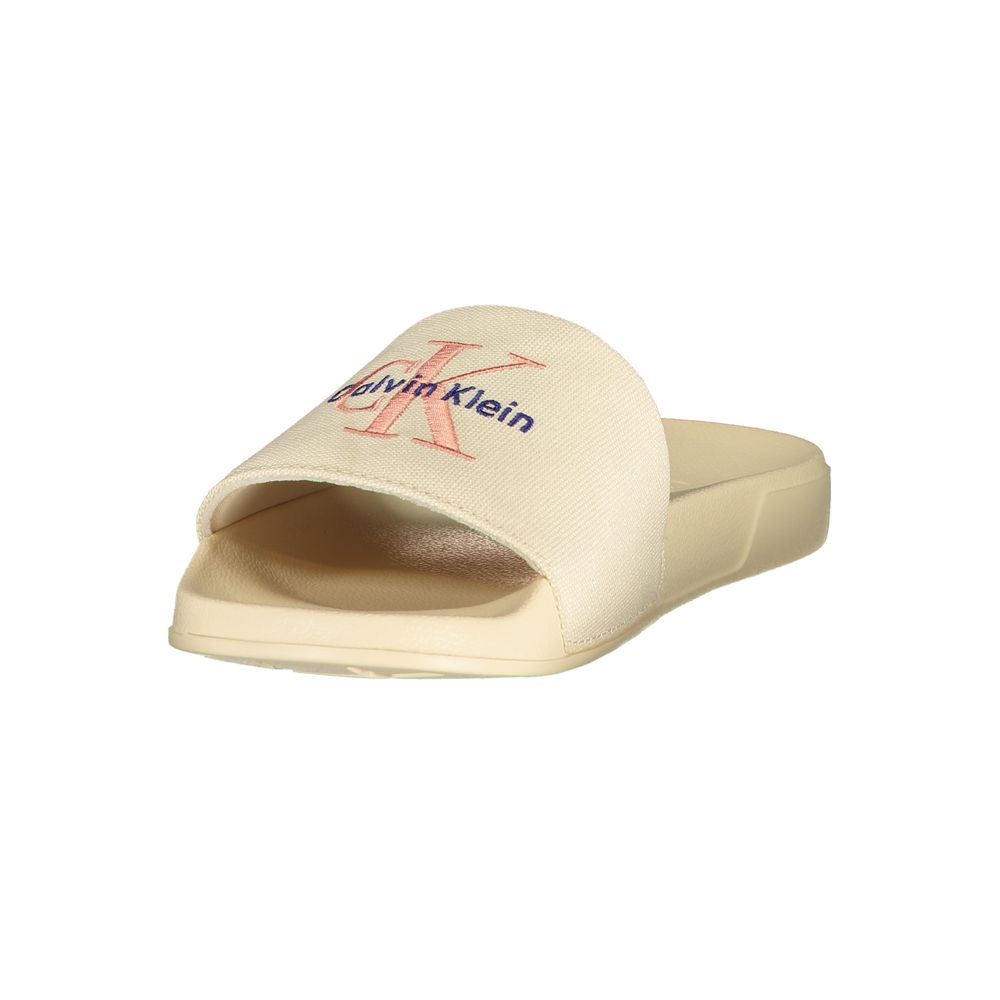 Calvin Klein Embroidered Polyester Slipper — Beige, view 3