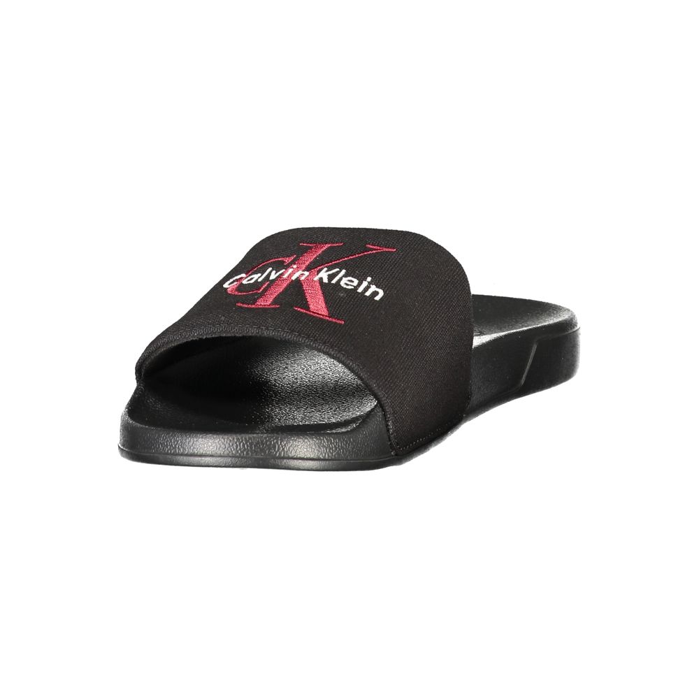 Calvin Klein Logo-Embroidered Slipper — Black, view 3