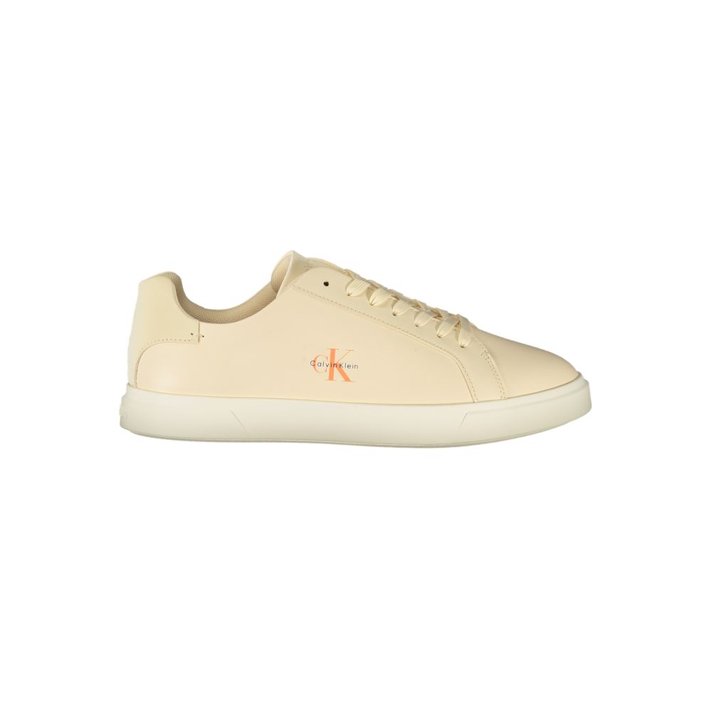 Calvin Klein Polyurethane Lace-Up Sneaker — Beige by Calvin Klein