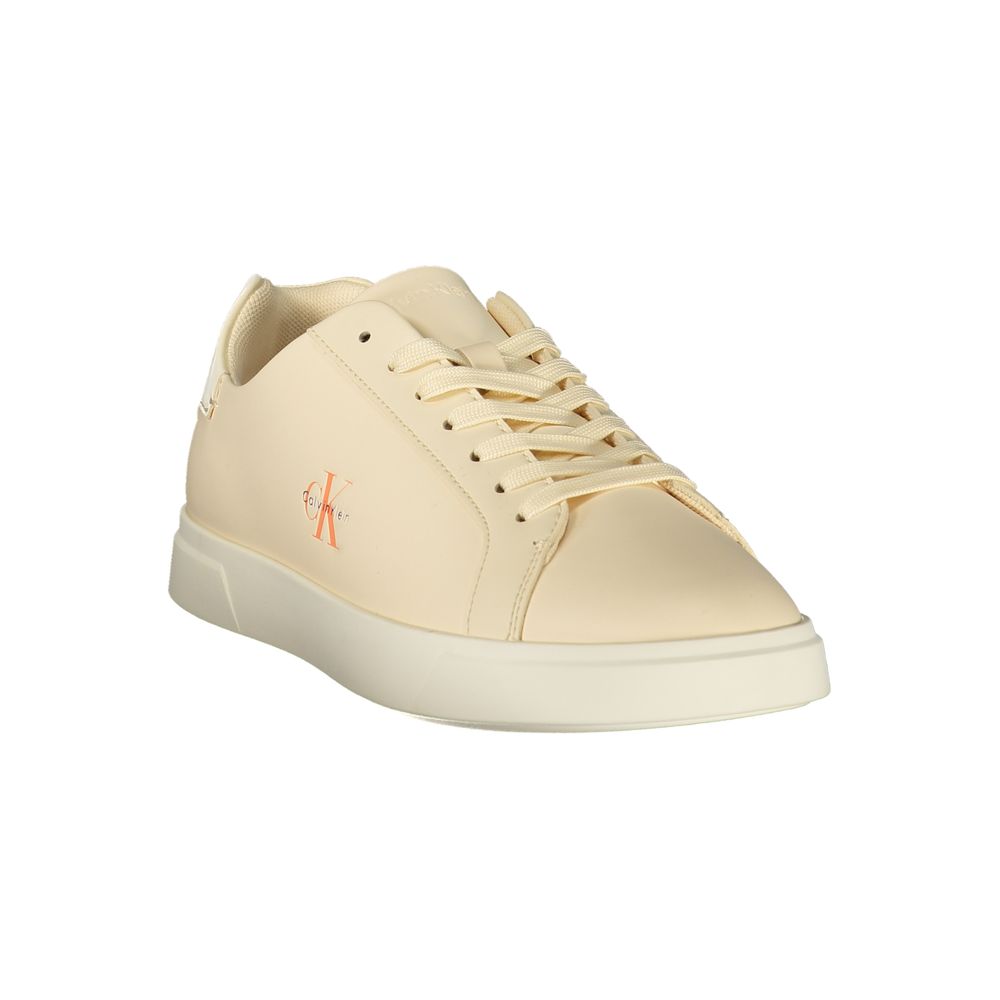 Calvin Klein Polyurethane Lace-Up Sneaker — Beige, view 2