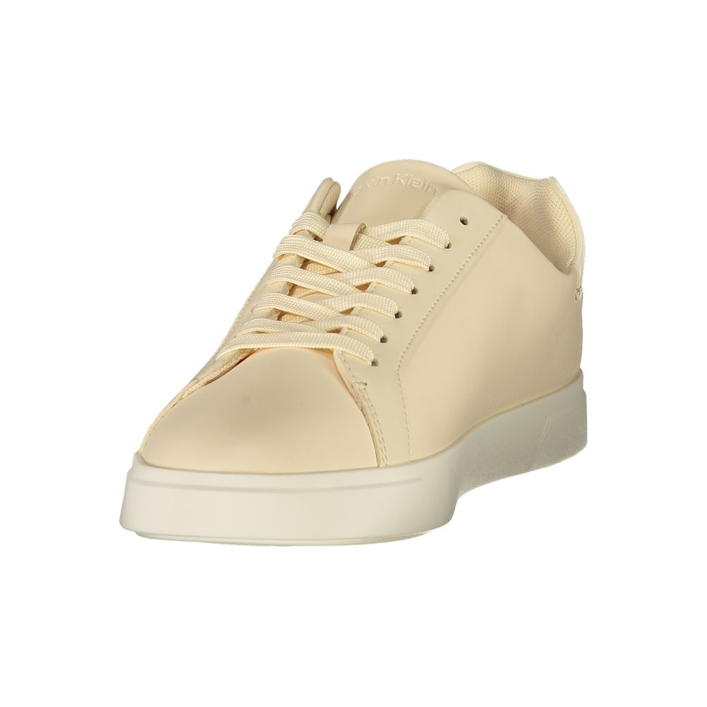 Calvin Klein Polyurethane Lace-Up Sneaker — Beige, view 3