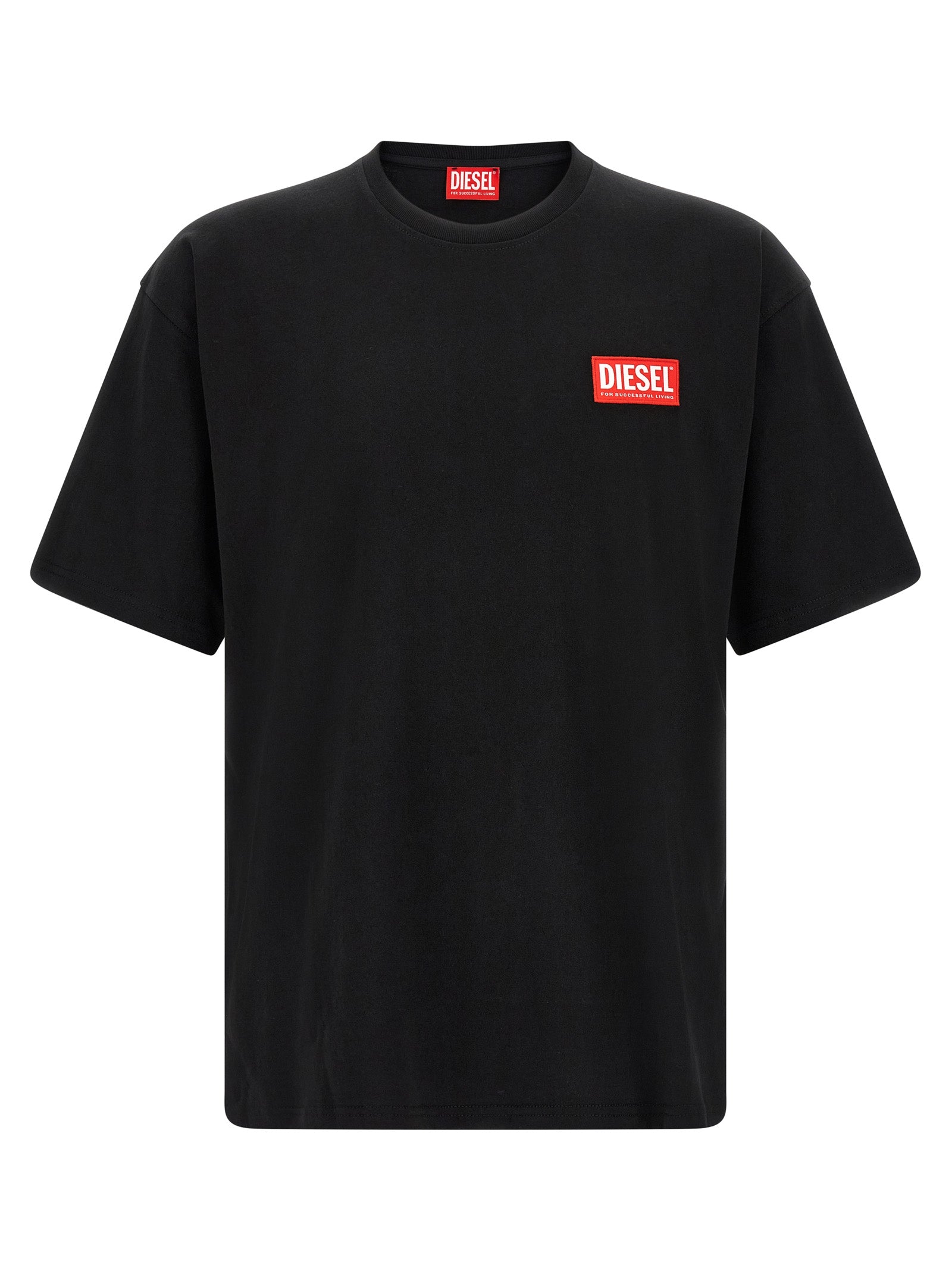 Diesel Logo-Patch Cotton T-Shirt — Black by Diesel