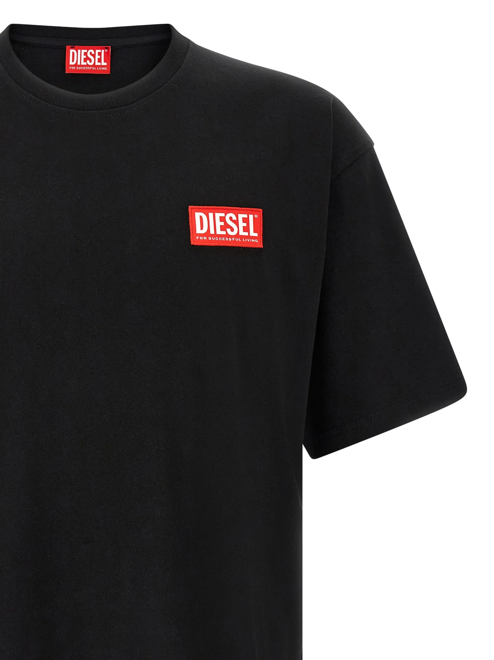 Diesel Logo-Patch Cotton T-Shirt — Black, view 3