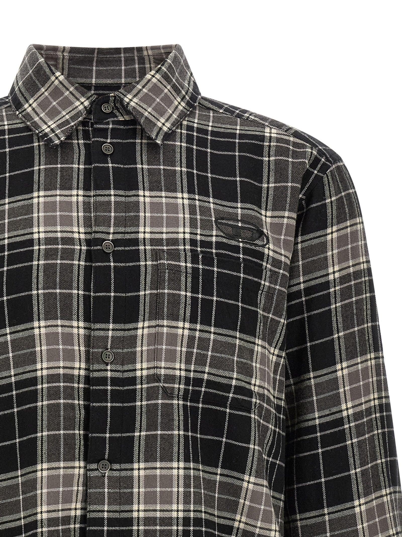 Diesel Check Cotton Shirt — Multicolor, view 3