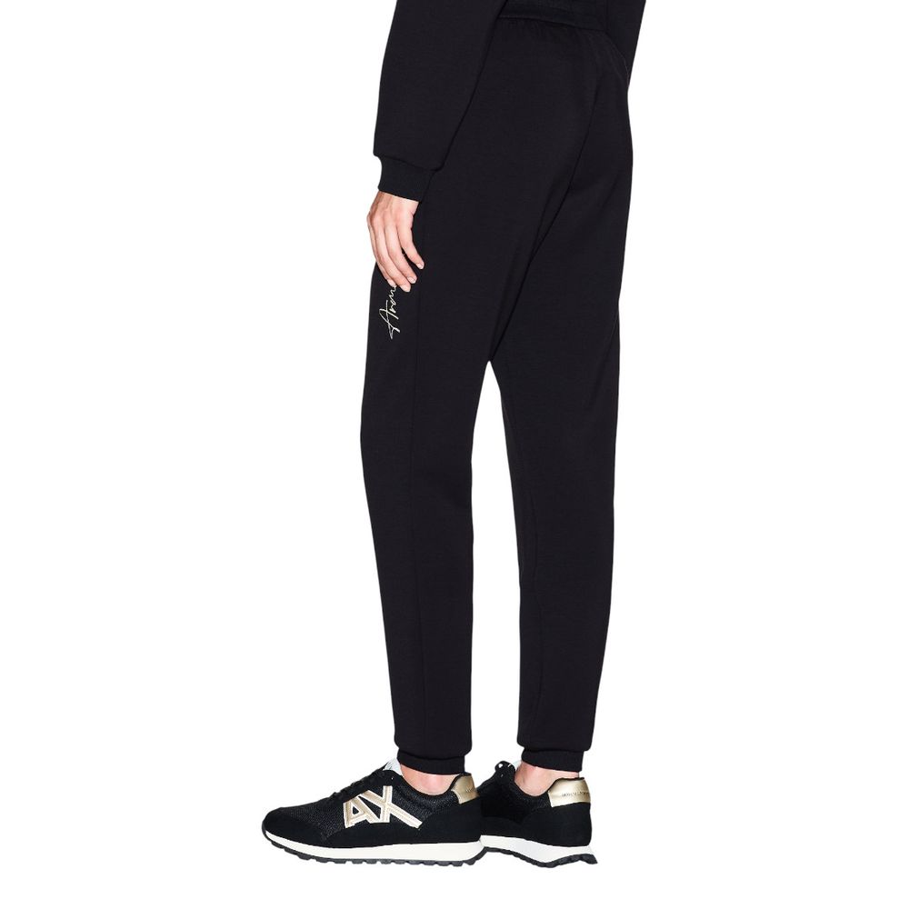 Armani Exchange Bicolor Viscose Joggers — Black, view 2