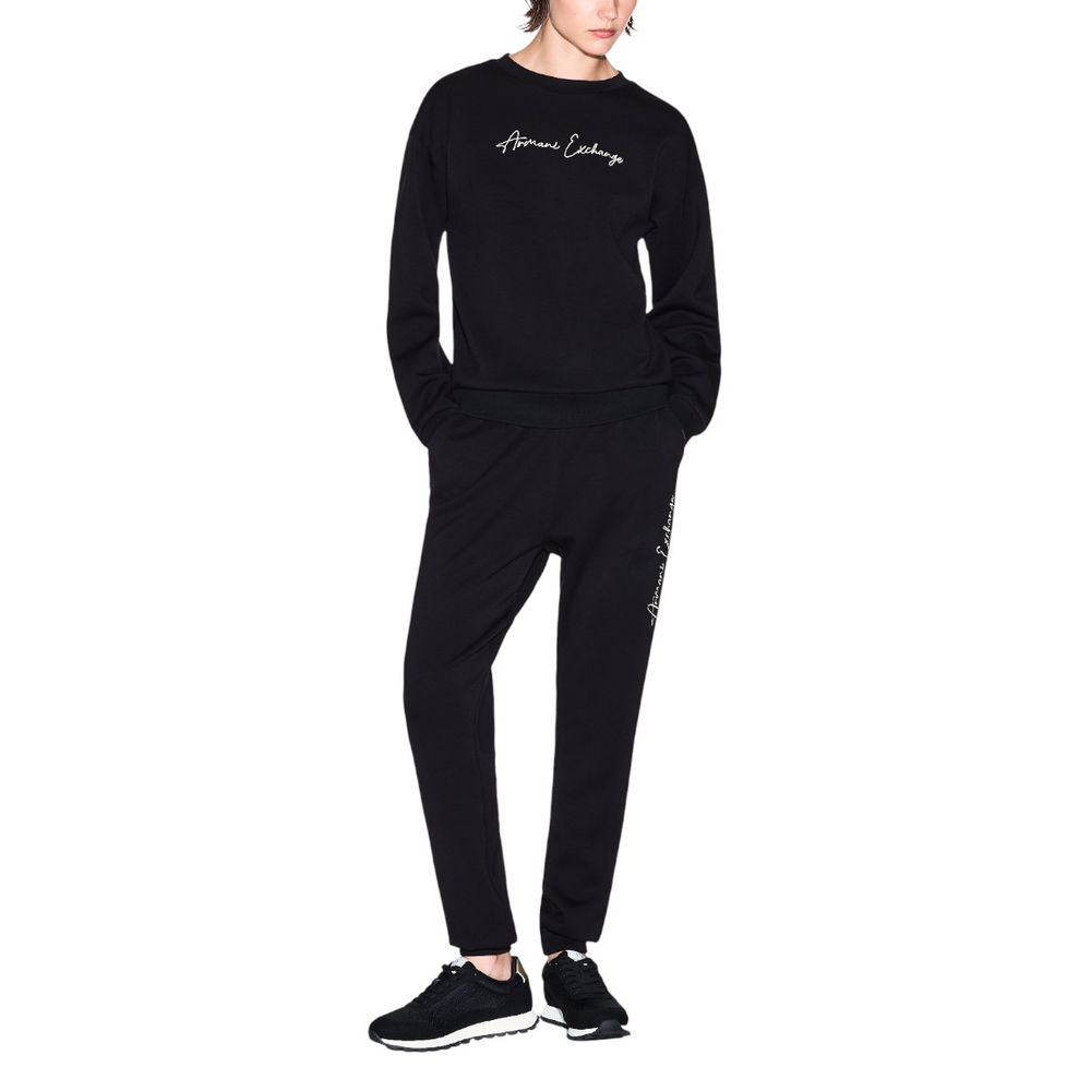 Armani Exchange Bicolor Viscose Joggers — Black, view 3