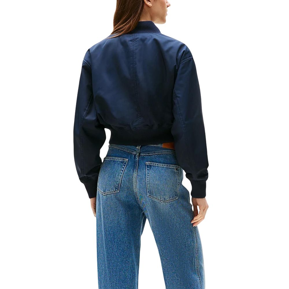 Tommy Hilfiger Recycled Polyester Cropped Bomber Jacket — Navy, view 2
