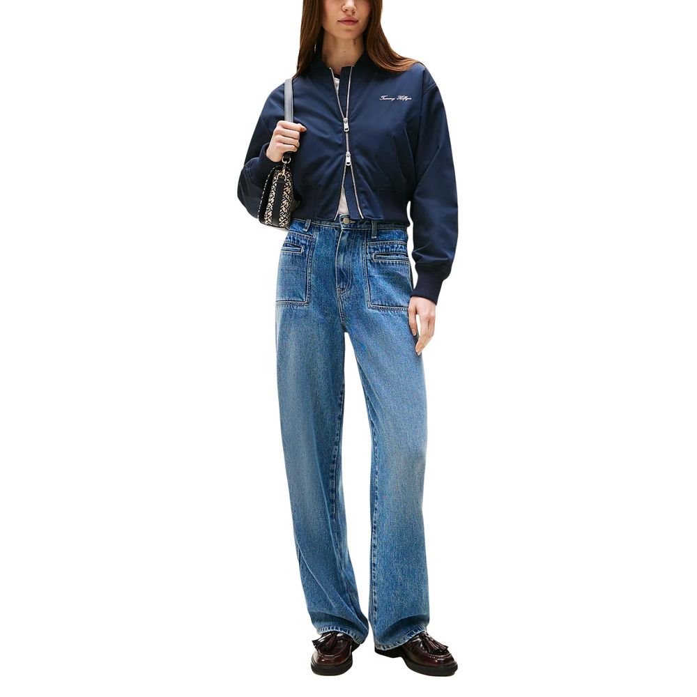 Tommy Hilfiger Recycled Polyester Cropped Bomber Jacket — Navy, view 4