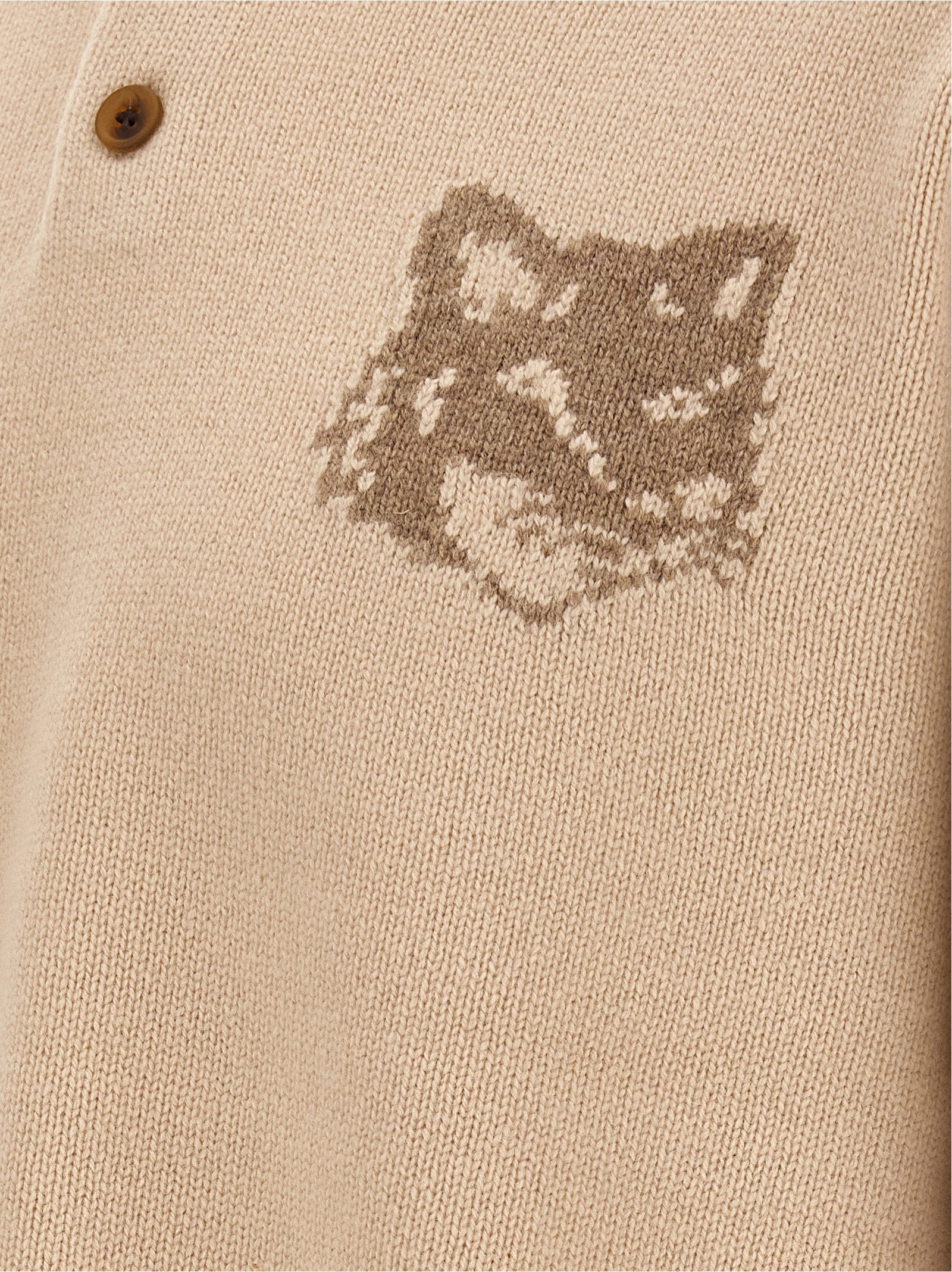 Maison Kitsuné Fox Head Intarsia Sweater — Beige, view 4