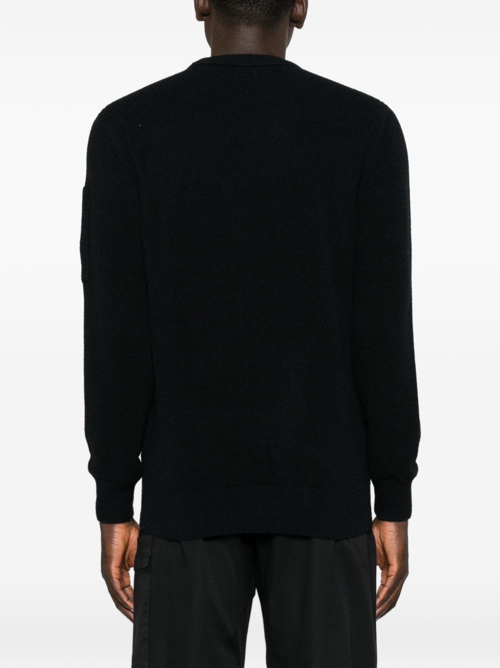 C.P. Company Knitted Crew Neck Sweater — Black, view 2