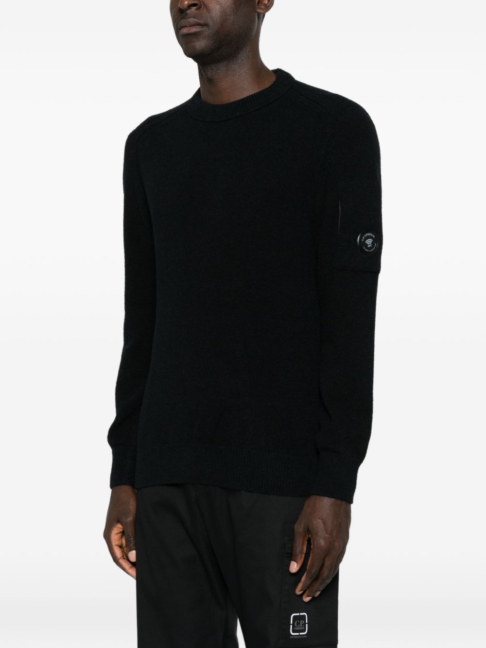 C.P. Company Knitted Crew Neck Sweater — Black, view 4