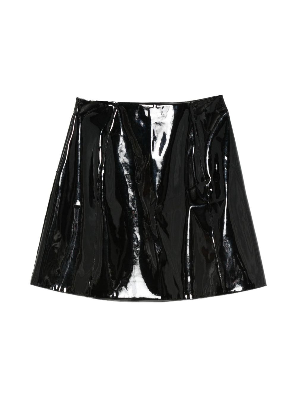 Emporio Armani Patent Panelled Skirt — Black, view 2