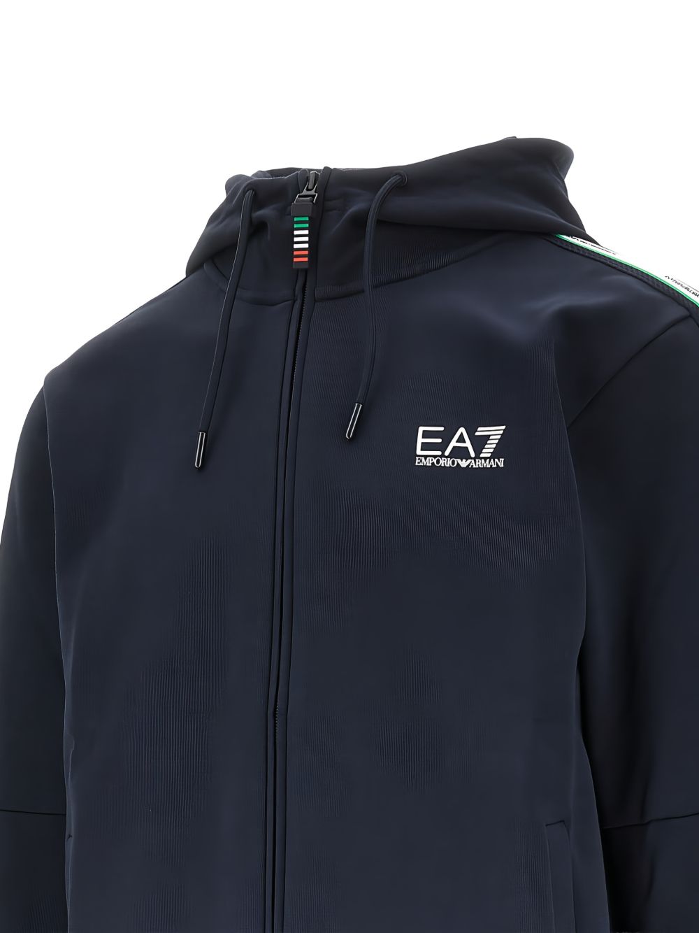 EA7 Logo-Embroidered Hoodie — Navy, view 2