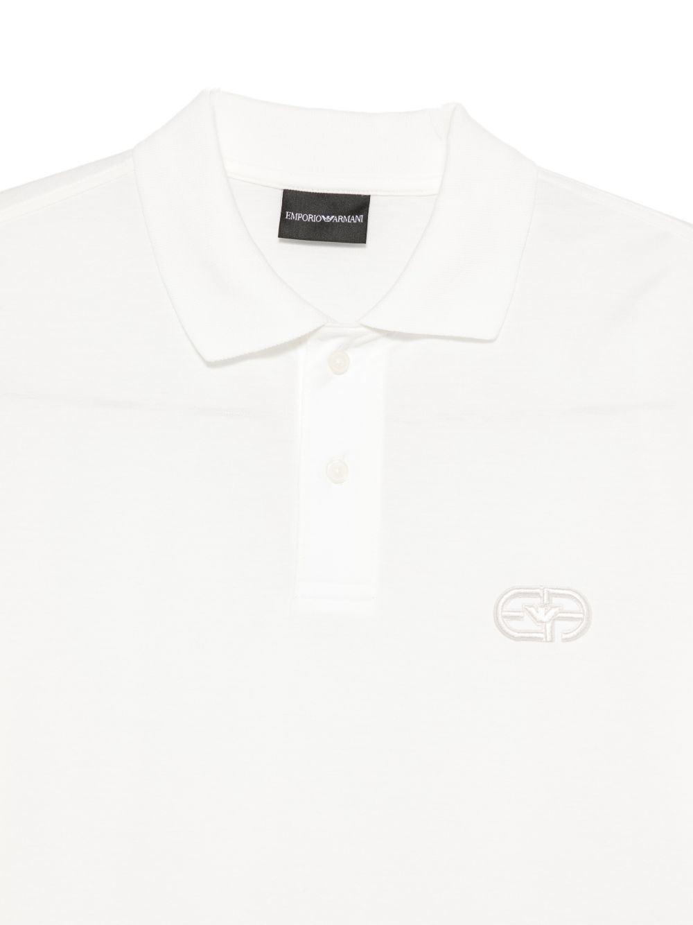 Emporio Armani Logo Cotton Polo Shirt — White, view 3
