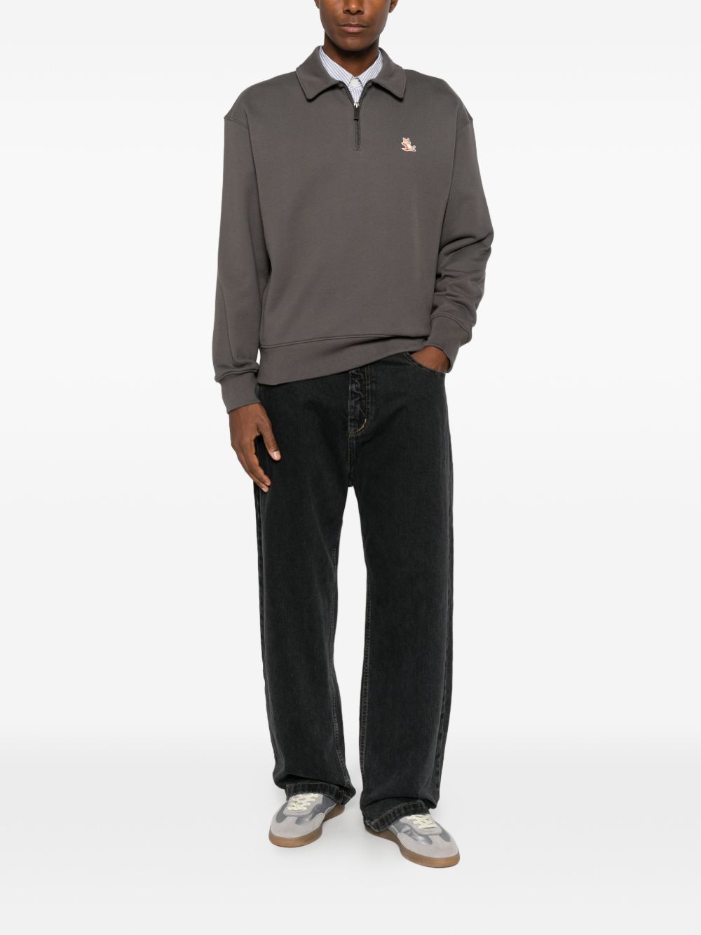 Maison Kitsuné Embroidered Logo Sweatshirt — Grey, view 2