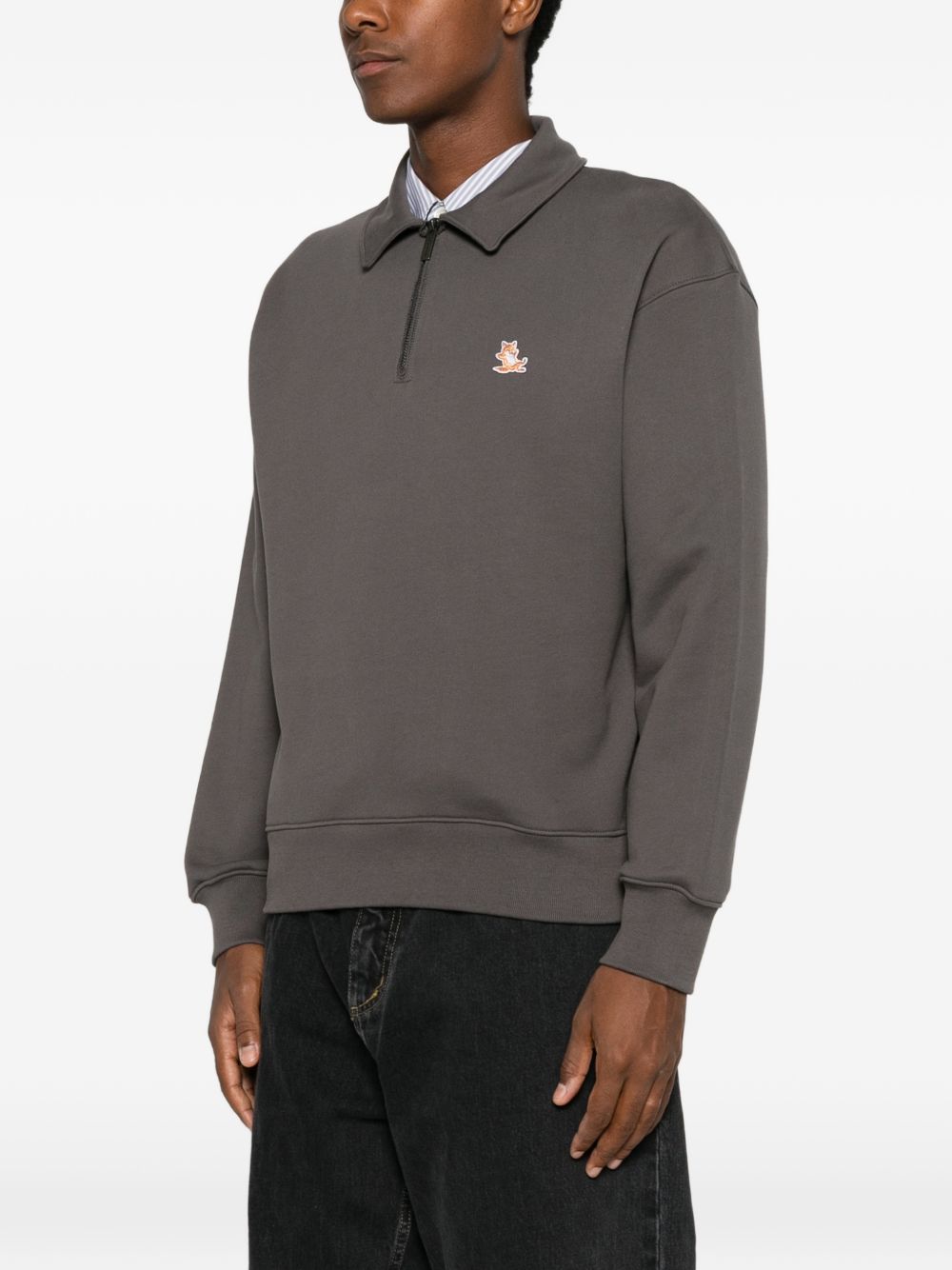 Maison Kitsuné Embroidered Logo Sweatshirt — Grey, view 3