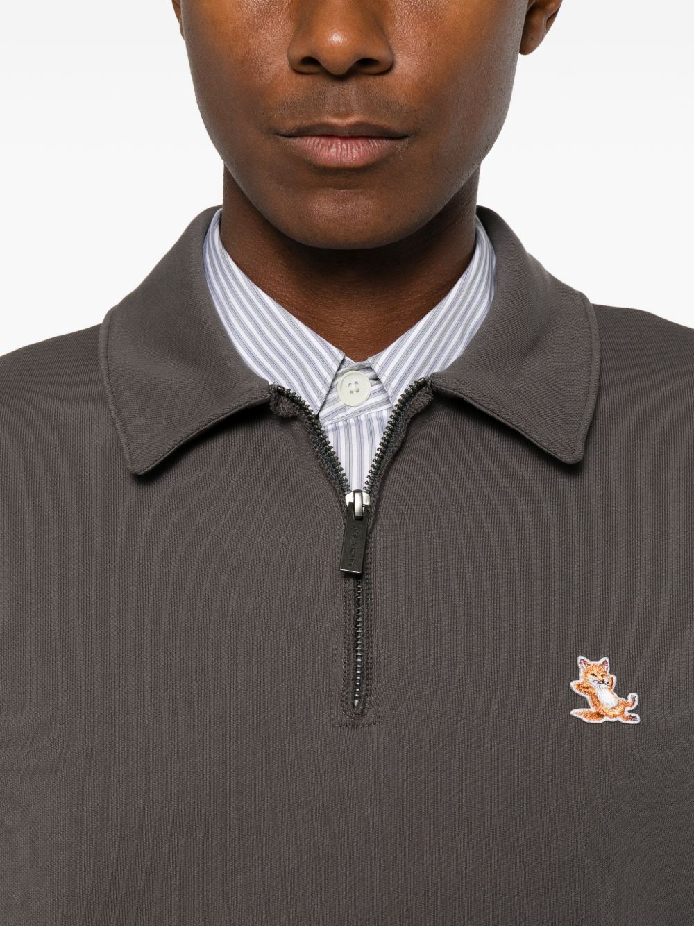 Maison Kitsuné Embroidered Logo Sweatshirt — Grey, view 4