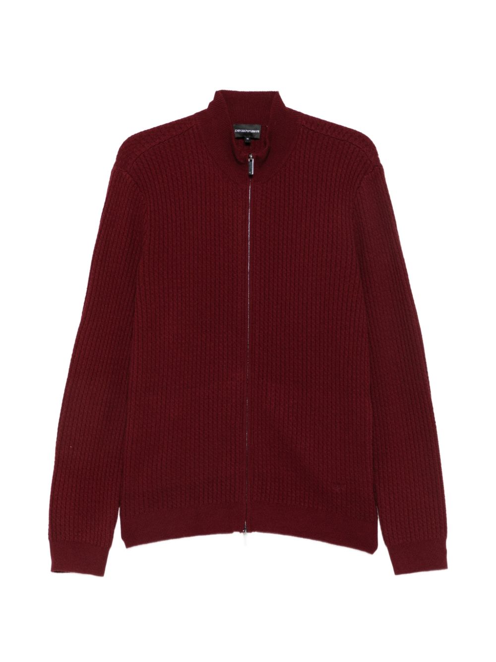 Emporio Armani Ribbed Wool Cardigan — Burgundy by Emporio Armani
