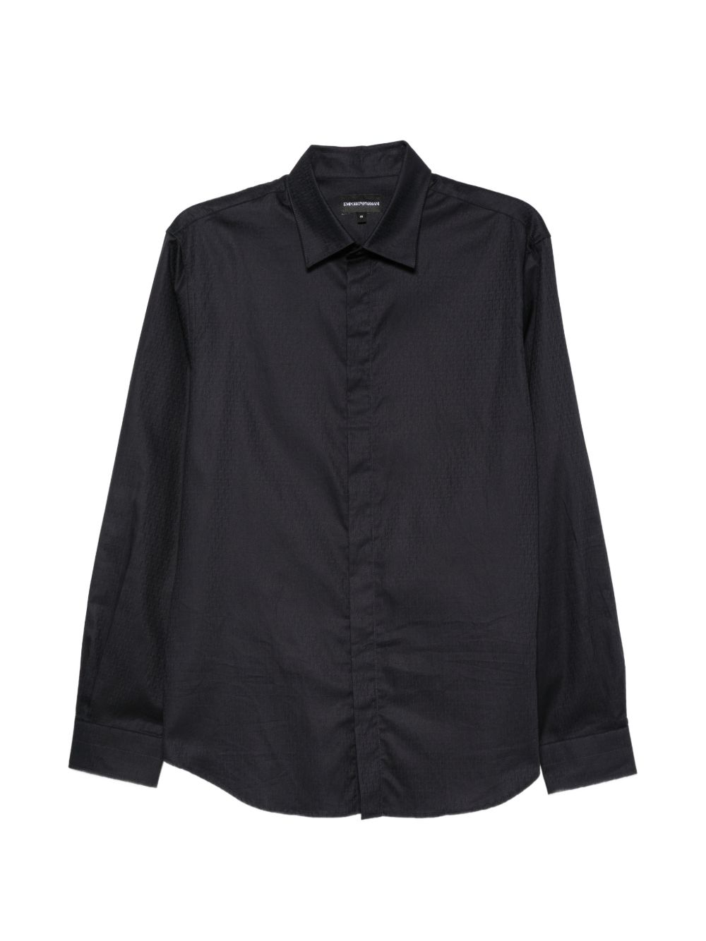 Emporio Armani Monogram Jacquard Cotton Shirt — Navy by Emporio Armani