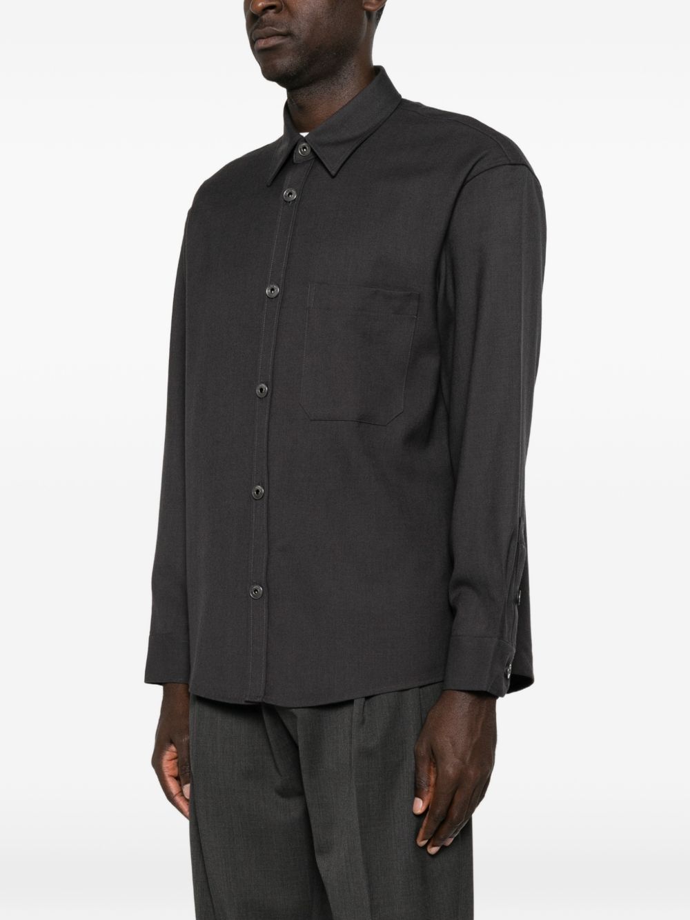 Emporio Armani Virgin Wool Shirt — Grey, view 3