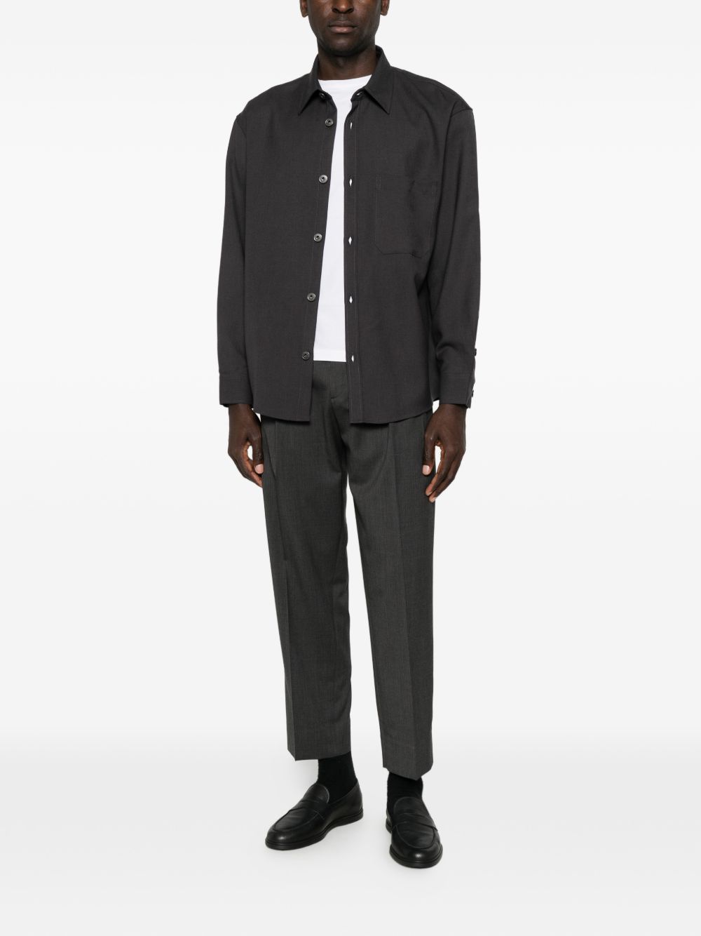 Emporio Armani Virgin Wool Shirt — Grey, view 5