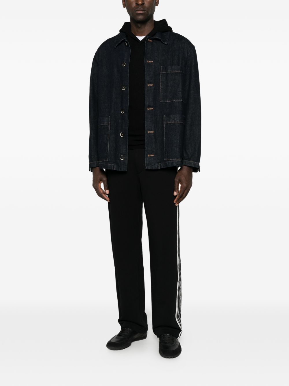Emporio Armani Cotton Side-Stripe Joggers — Black, view 2