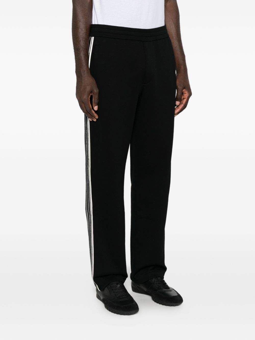 Emporio Armani Cotton Side-Stripe Joggers — Black, view 3