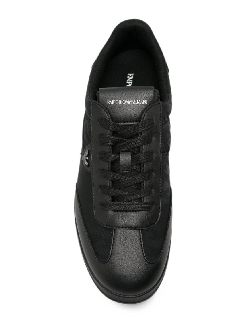 Emporio Armani Logo-Print Sneakers — Black, view 2