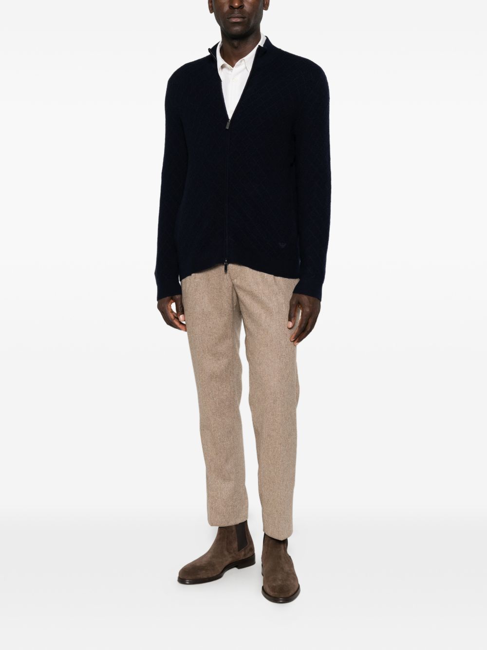 Emporio Armani Wool Zip Cardigan — Navy by Emporio Armani