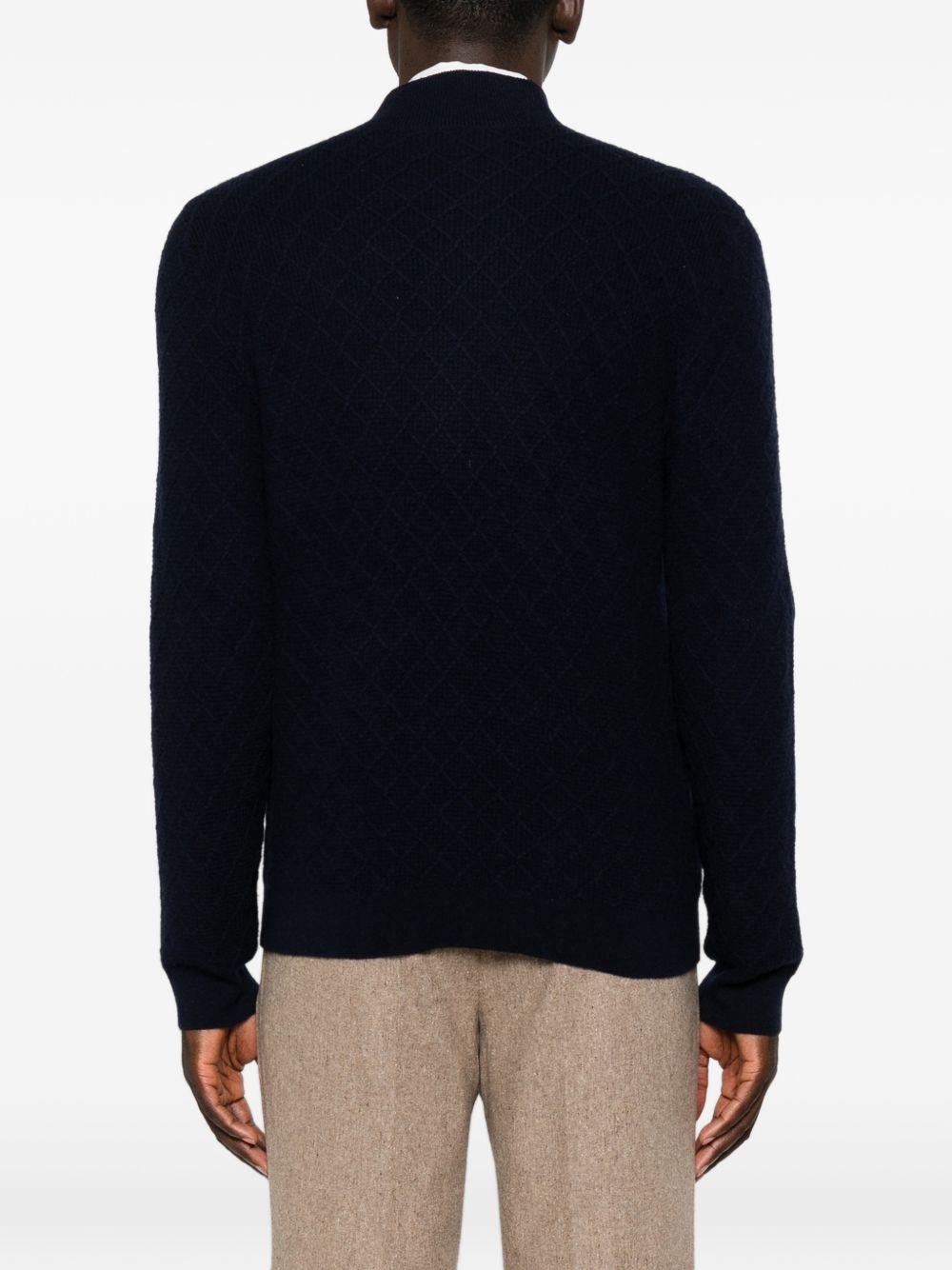 Emporio Armani Wool Zip Cardigan — Navy, view 2