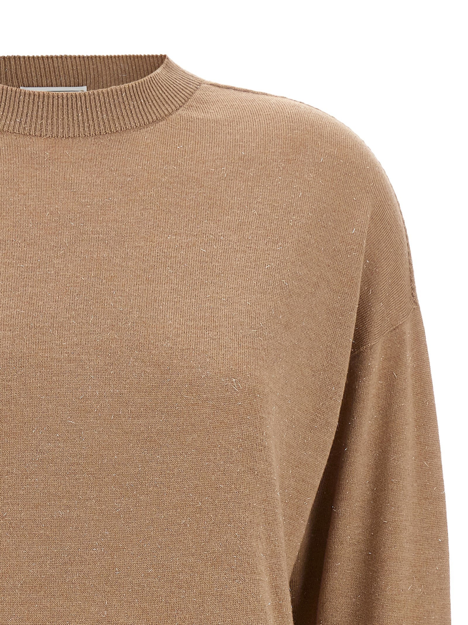 Peserico Lurex Virgin Wool Sweater — Camel, view 3