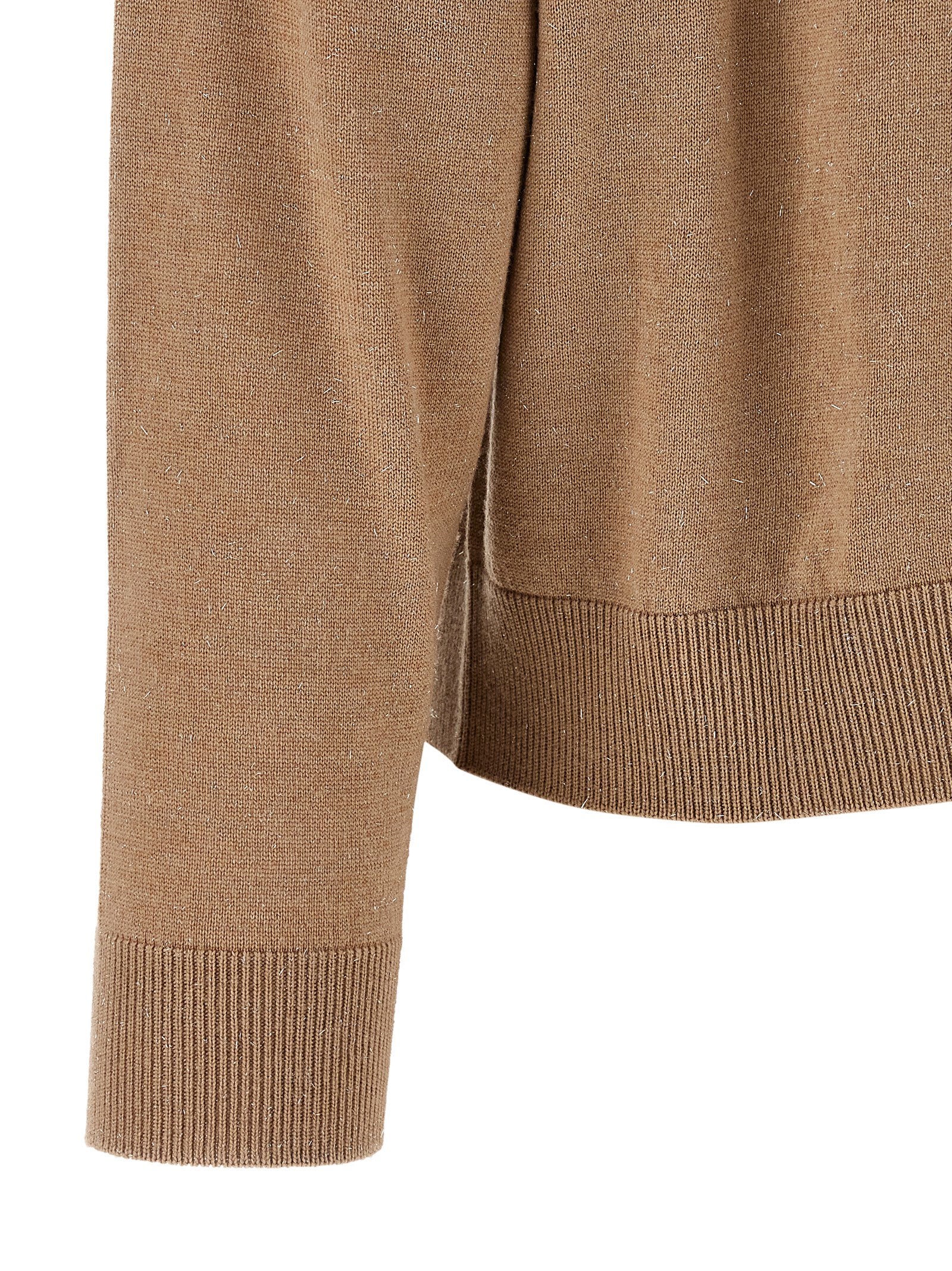 Peserico Lurex Virgin Wool Sweater — Camel, view 4