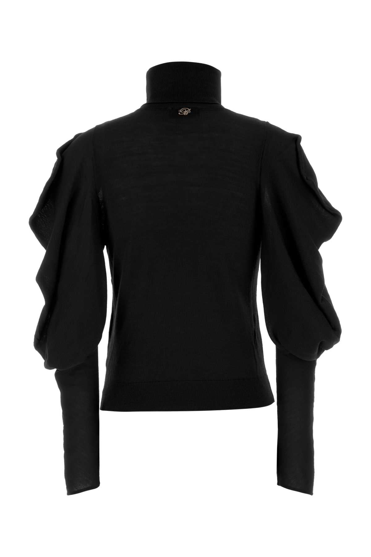 Blumarine Puff-Sleeve Virgin Wool Sweater — Black, view 2