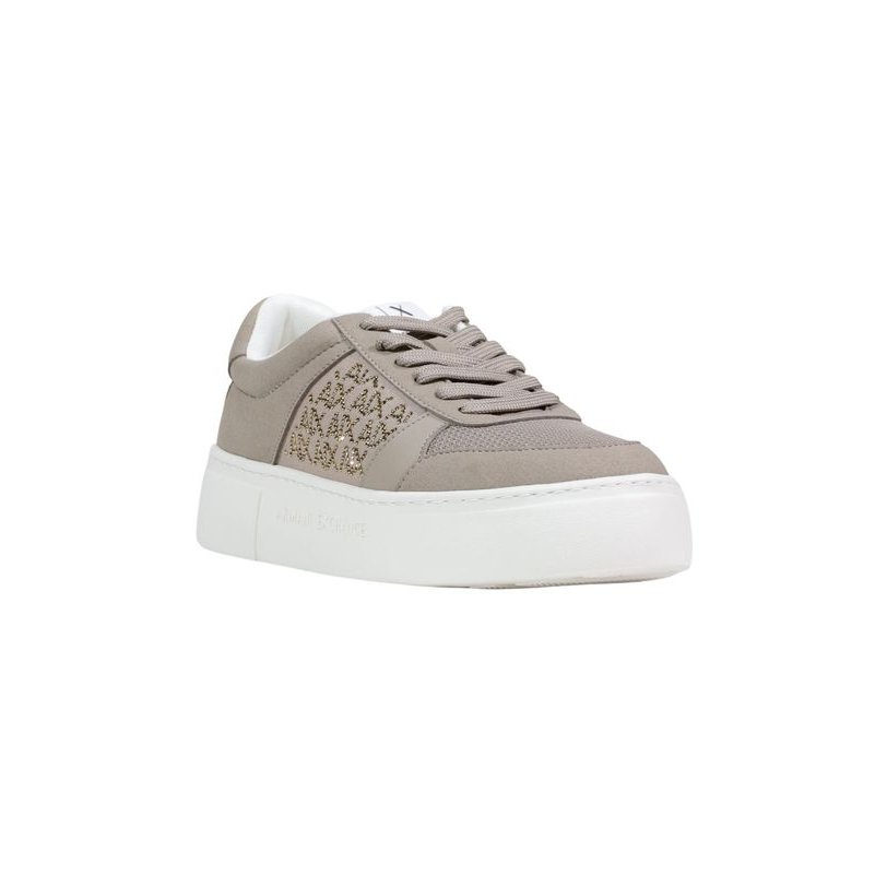 Armani Exchange Logo-Embroidered Polyamide Sneaker — Brown, view 2