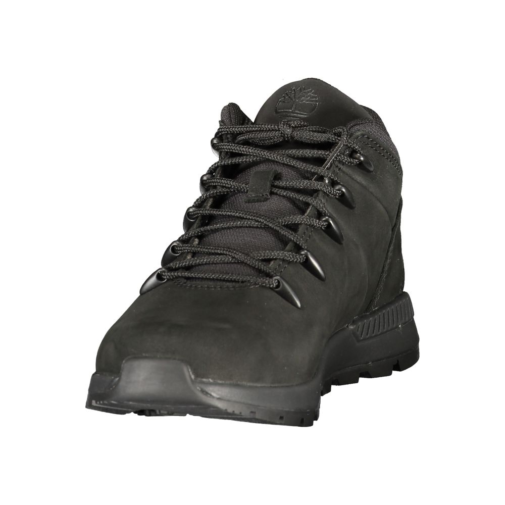 Timberland Leather Lace-Up Sneaker — Black, view 3