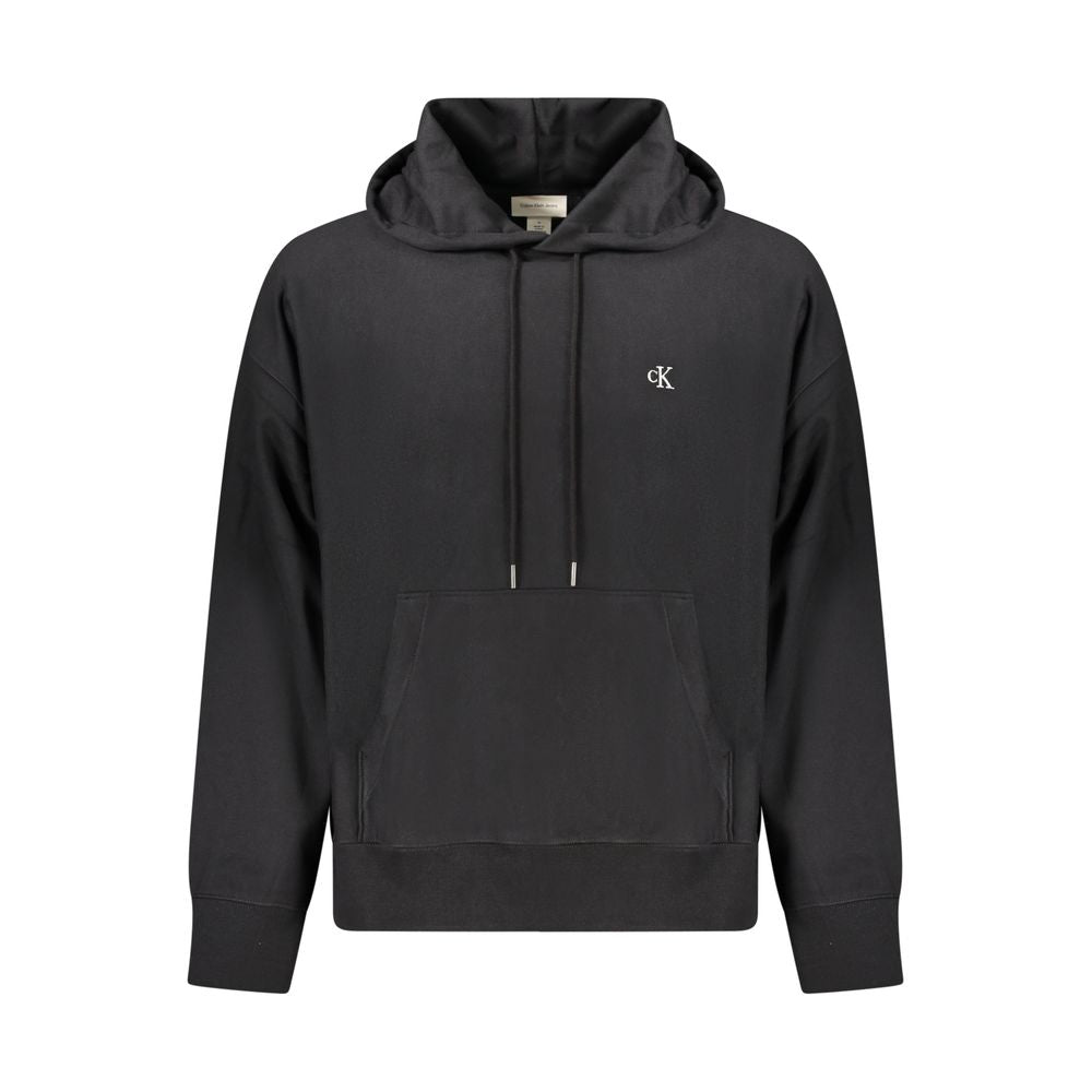 Calvin Klein Embroidered Logo Cotton Hoodie — Black by Calvin Klein