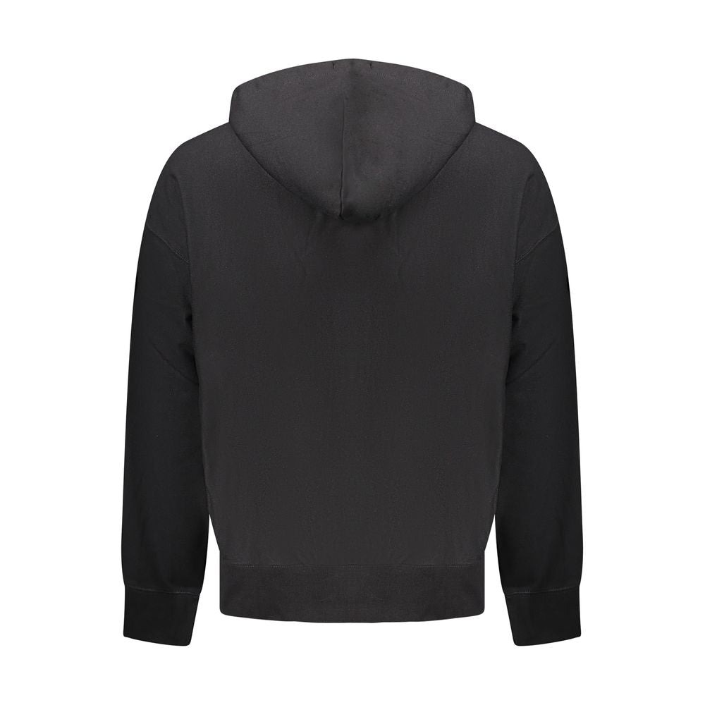 Calvin Klein Embroidered Logo Cotton Hoodie — Black, view 2