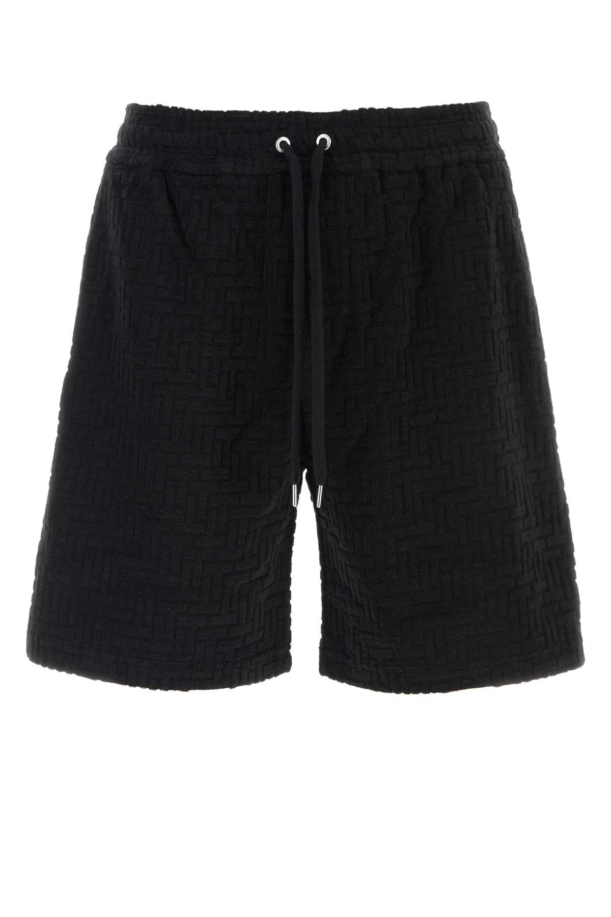 Tatras Textured Cotton Blend Jogger Shorts — Black by Tatras