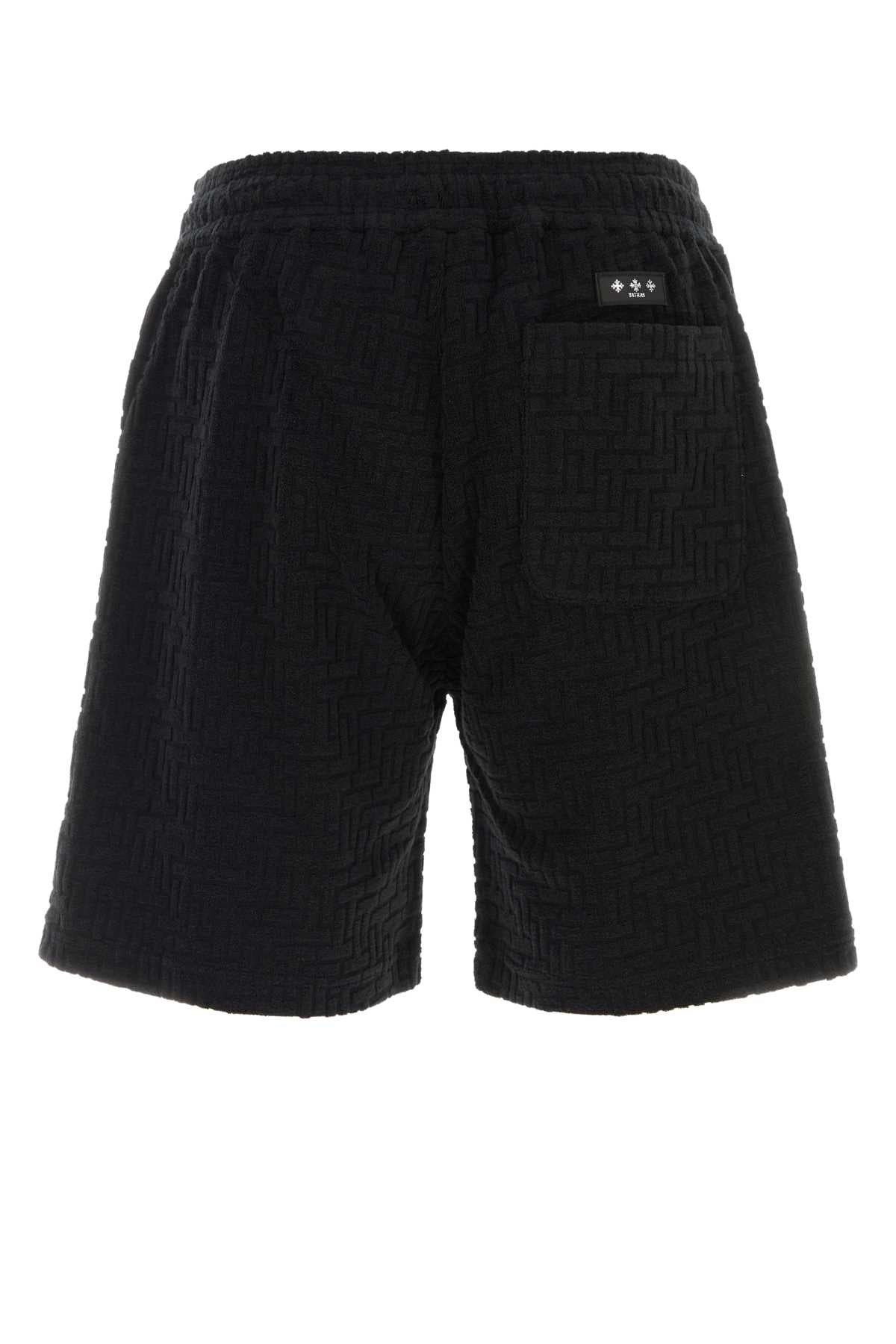Tatras Textured Cotton Blend Jogger Shorts — Black, view 2