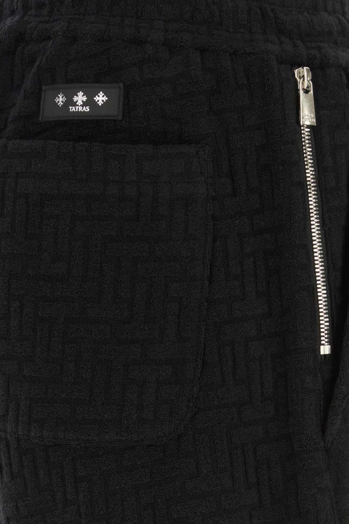 Tatras Textured Cotton Blend Jogger Shorts — Black, view 3