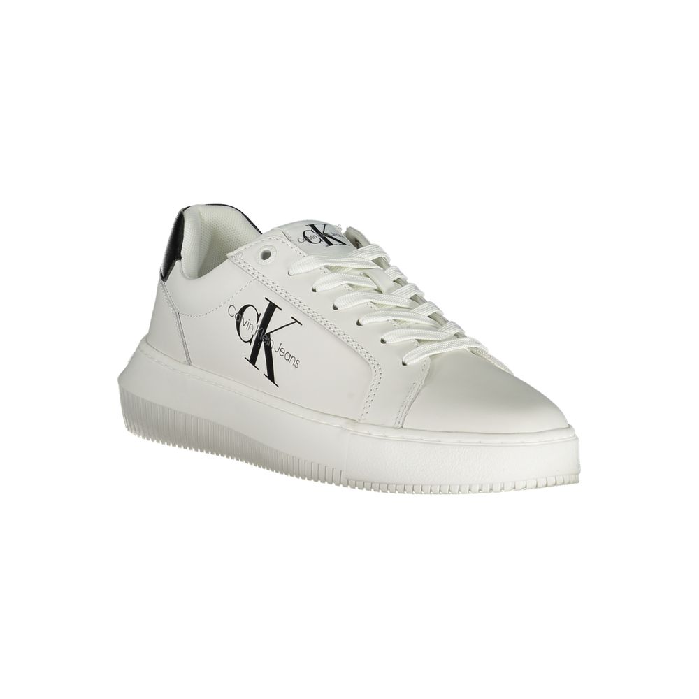 Calvin Klein Logo-Print Leather Sneaker — White, view 2