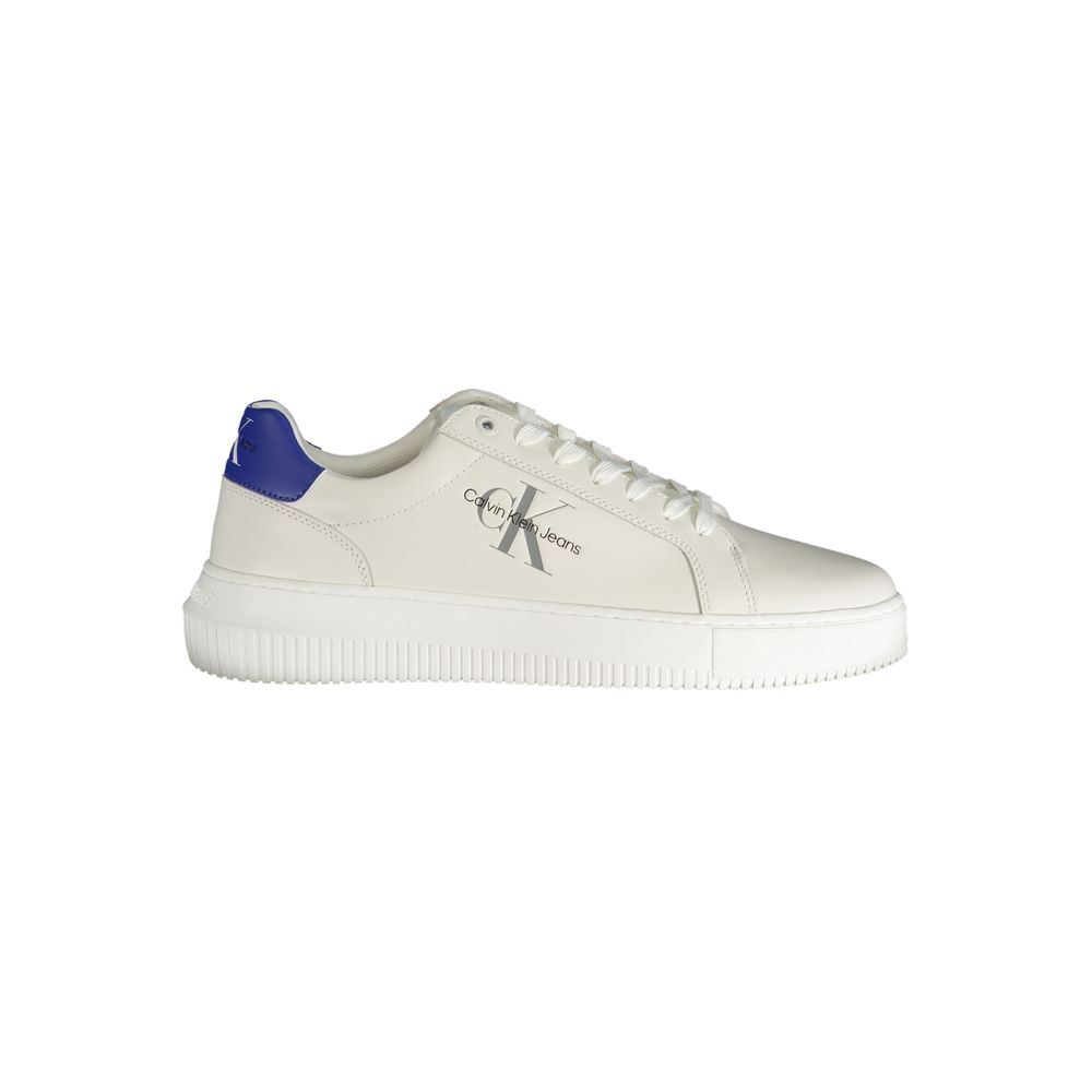 Calvin Klein Leather with Contrast Heel Sneaker — White by Calvin Klein