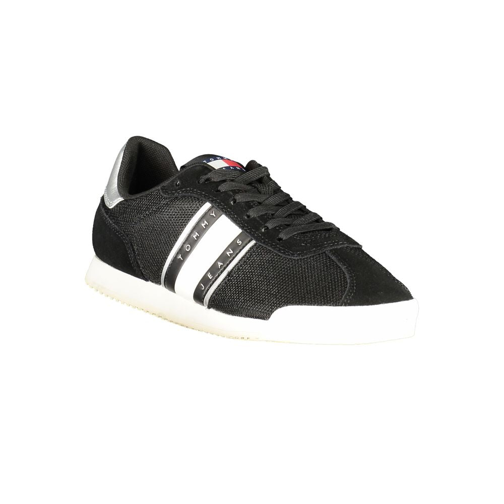 Tommy Hilfiger Logo-Striped Polyester Sneakers — Black, view 2