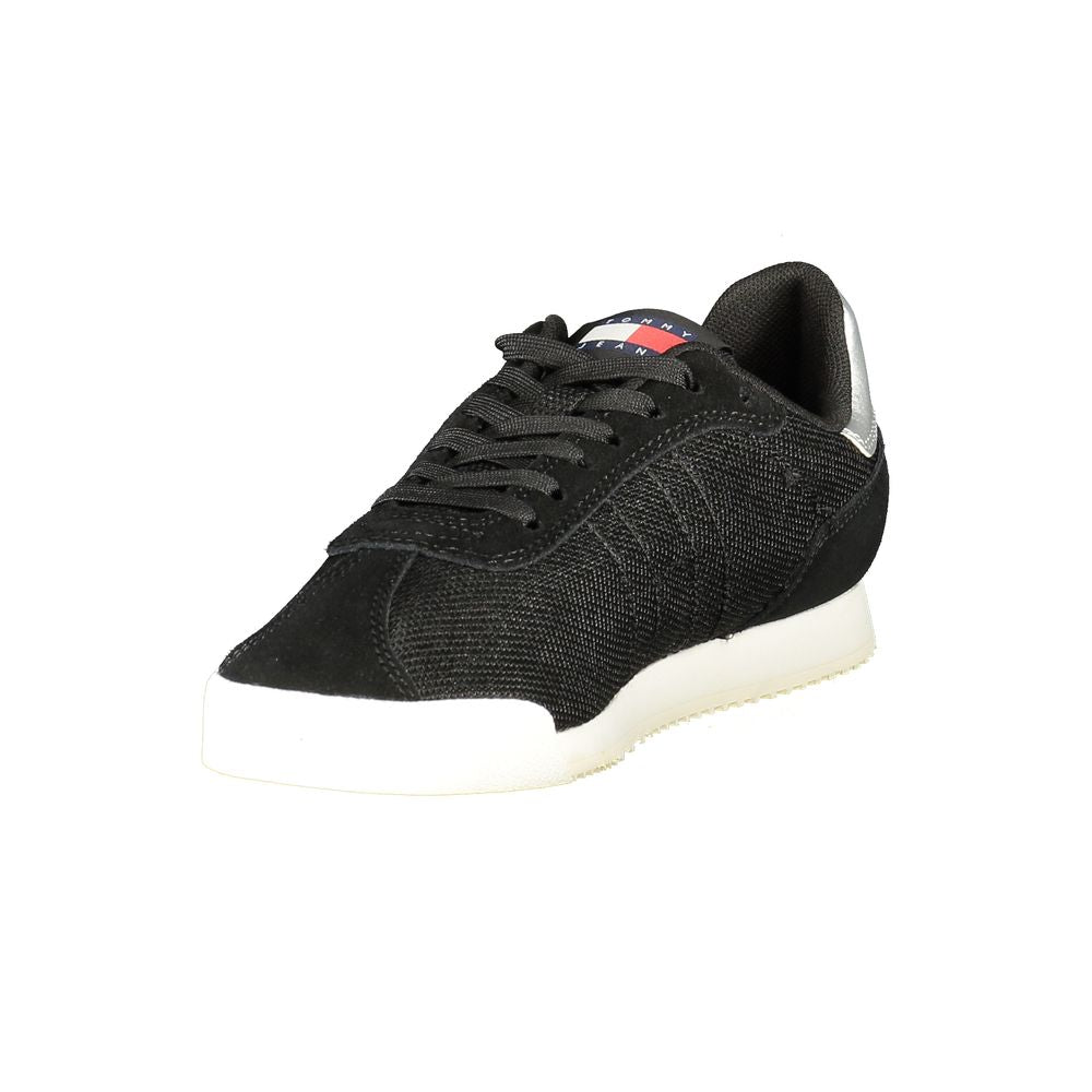 Tommy Hilfiger Logo-Striped Polyester Sneakers — Black, view 3