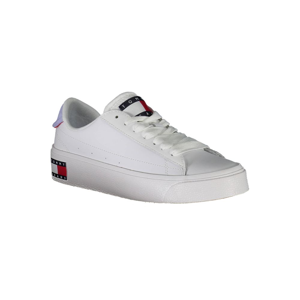Tommy Hilfiger Leather and Recycled Polyester Sneaker — White, view 2