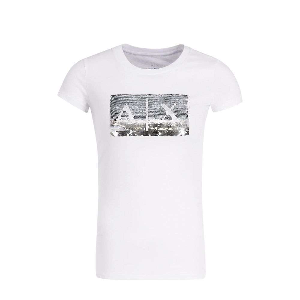 Armani Exchange Sequin Logo T-Shirt — White, view 3