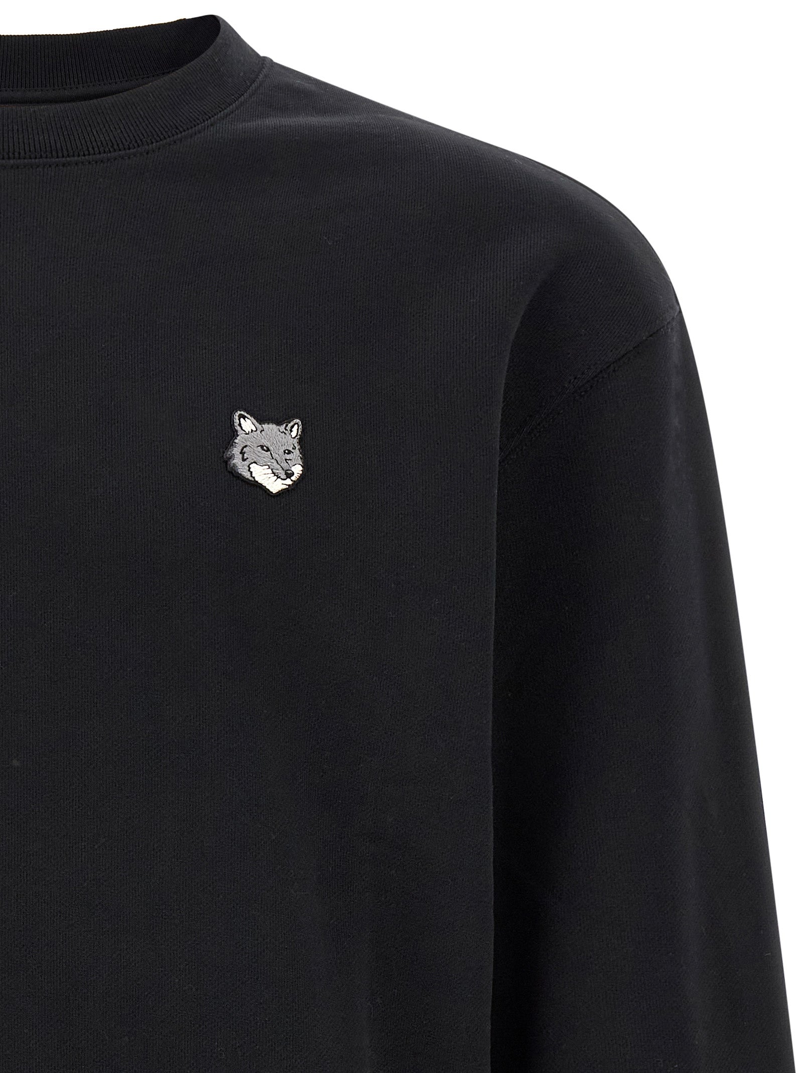 Maison Kitsuné Cotton Crew Neck Sweatshirt — Black, view 3