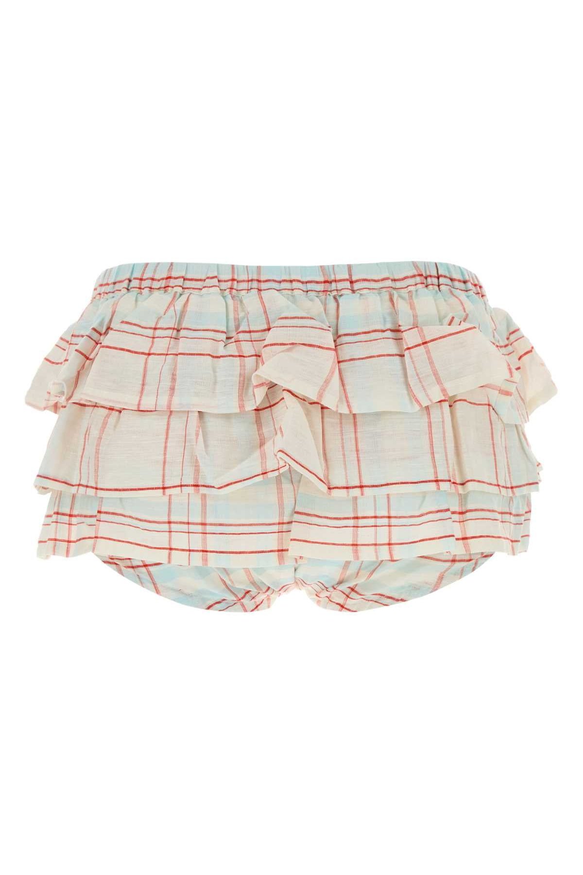 Gimaguas Jardin Cheks Bermuda Shorts — White, view 2